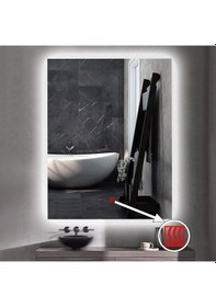 Resim 80x120 H Cm Buğu Çözücülü Ledli Banyo Aynası Şeffaf 