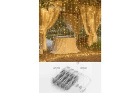 Resim Eser Ticarett Perde LED 3x3 Metre Kumandalı 8 Mod Ambiyans Ayarlabilir Boy Dekor Mikro LED Işık 