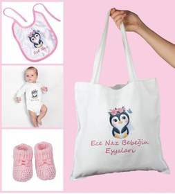 Resim EJOYA Bebeklere Özel Çantasında Kişiye Özel Zıbın Önük Ve Patik Bebek Hediye Seti 109770 