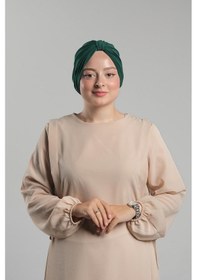 Resim Hürrem Bone Zümrüt Pratik Hazır Geçmeli Tesettür Bone Sandy Pileli Salaş 2121 37 Zümrüt 