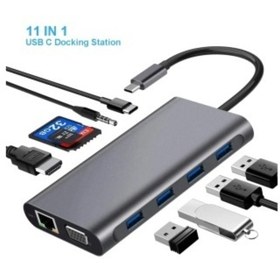 Resim SIGHTZER Type C Adaptör 11 In 1 Usb Hub Hdmi Lan Vga Sd Tf Kart Usb Type C Macbook Çevirici 