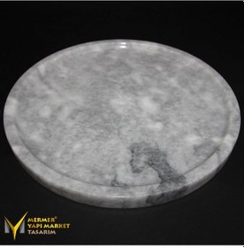 Resim Gri Mermer Sunumluk Tepsi 