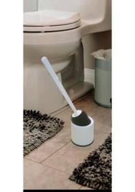 Resim Wc Tuvalet Fırçası Seti Beyaz Renk Beyaz 