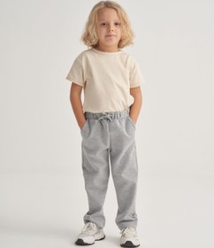 Resim Unisex Çocuk İnterlok Düz Kesim Pantolon Gri Melanj - 3-4 Yaş 
