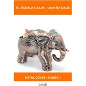 Resim Şık Metal Fil Figürlü Bronz Küllük Dekoratif Obje 