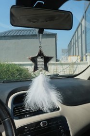 Resim TASARIM ARABAM ATİKE ELİF AKIN Gümüş Yıldız İçine Ayetel Kürsi, Nazar Duası, Tüy Seçenekli 