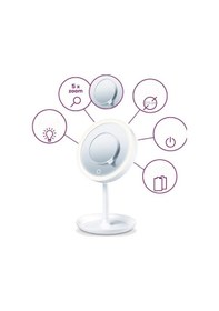 Resim Unichrome Büyüteçli Dokunmatik Led Işıklı Yuvarlak Masa Üstü Makyaj Aynası 