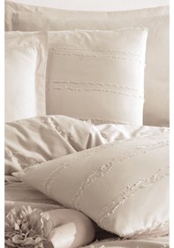 Resim %100 Pamuk Tek Kişilik Saçaklı Nevresim Seti Avola Taş Rengi 