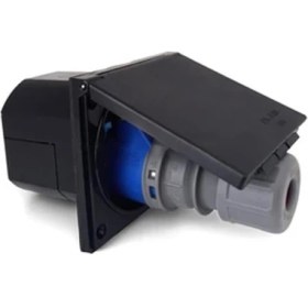 Resim Dış Elektrik Priz Fiş Seti Kapaklı Emniyetli 16Ah - Siyah 