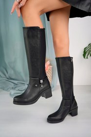 Resim LZ SHOES Kadın Siyah Dalgıç Kumaş Dizaltı 