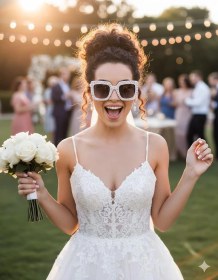 Resim Parti Gözlük Çerçevesi Taşlı Beyaz Kare Lüks Parti Aksesuarı Diğer 