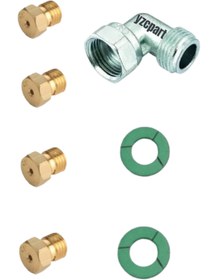 Resim yzcpart Kumtel Uyumlu KO 420 F Set Üstü Ocak Doğalgaz Dönüşüm Seti 7 mm Enjektör +Dirsek + 2 Adet Conta 