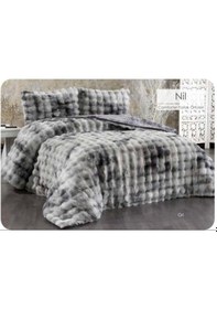 Resim Ceyline Tavşan Tüyü Yatak Örtüsü Tek Kişilik Nil Gri Gri 