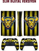 Resim KT Decor Sarı Lacivert Boğa Playstation 5 Full Sticker Kaplama Seti 