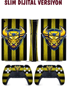 Resim KT Decor Sarı Lacivert Boğa Playstation 5 Full Sticker Kaplama Seti 