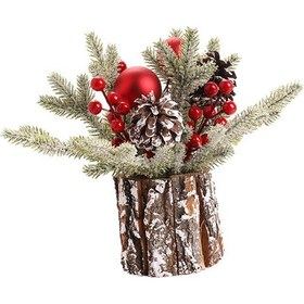 Resim Homyl Tatil Balkon Kapalı Için Masaüstü Yılbaşı Ağacı Yapay 27x25cm 