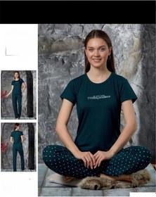 Resim Sude Charme Kadın Milan Bisiklet Yaka Kısa Kol Pijama Takımı P300/421- 1 Adet 001 