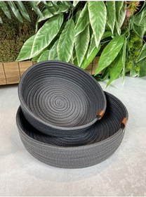 Resim Mavaux Çok Amaçlı Dekoratif Hasır Sepet Takımı 2 Li, Organizer, Hasır Sepet Hasır Sepet Takımı Antrasit 