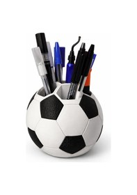 Resim Futbol Topu Kalemlik Masaüstü Kalem Organizer Dekoratif Kalem Tutucu Ofis & Kalemlik Siyah - Beyaz 