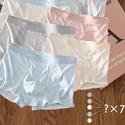 Resim Erkekler için 7'li Paket Yazlık Buzlu Lifli Boxer Külotlar - Nefes Alabilen File Panelleri, Yumuşak Esnek Kumaş, Düz Renk Seçenekleri (Bej/Pembe/Mavi), Günlük ve Rahat Kullanım İçin Makinede Yıkanabilir, Konforlu İç Çamaşırı, Şeffaf Olmayan Malzeme 