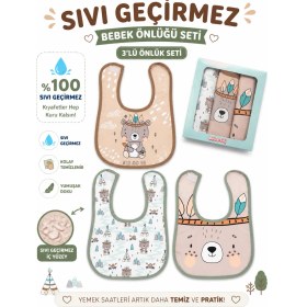 Resim Karamila 3'lü Set Bebek Mama Önlüğü Desenli Sıvı Geçirmez 