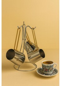 Resim Polochef 4 Parça Gold Paslanmaz Çelik Standlı Cezve Seti 280+350+430ml -42 