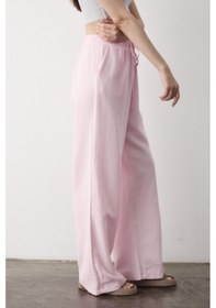 Resim Pembe Beli Lastikli Bol Paça Pantolon Pembe 