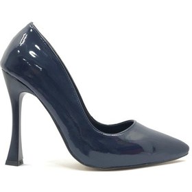 Resim Feles 10 Cm Topuklu Stiletto Kadın Topuklu Ayakkabı Lacivert 