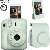 Resim Fujifilm Instax Mini 12 Yeşil Fotoğraf Makinesi-Çerçeve ve Deri Kılıf Seti 