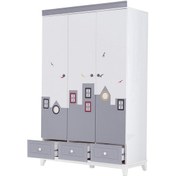 Resim Gardırop, City Montessori Çocuk Odası, City 3 Kapaklı Dolap Gri 