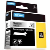 Resim Dymo Rhino 18486 Polyester Şerit Metalik Gri/Siyah 12MM X 5.5M 