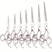Resim Profesyonel Berber Makası - Japon Paslanmaz Çelik Keskin Bıçaklı, Salon ve Ev Kullanımı İçin Dayanıklı Saç Kesme Makasları - 12.7cm, 13.97cm, 15.24cm, 16.51cm, 17.78cm, 19.05cm Boyutlarında - Sağ El Kullanımına Uygun, Ergonomik Tasarım, Hassas Kesim 
