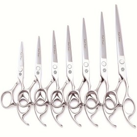 Resim Profesyonel Berber Makası - Japon Paslanmaz Çelik Keskin Bıçaklı, Salon ve Ev Kullanımı İçin Dayanıklı Saç Kesme Makasları - 12.7cm, 13.97cm, 15.24cm, 16.51cm, 17.78cm, 19.05cm Boyutlarında - Sağ El Kullanımına Uygun, Ergonomik Tasarım, Hassas Kesim 