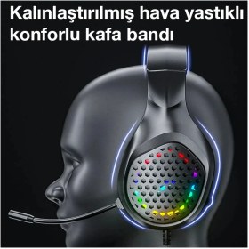 Resim Xmowi R1 Gaming Mikrofonlu Rgb Oyuncu Kulaklığı Pc- Dizüstü ve PS4-(5775) Nemere 
