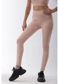 Resim Playsportswear Polyester Pudra Normal Bel Fitted Basic Sporcu Tayt Pudra 