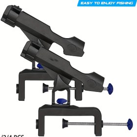 Resim 1/2/4'lü Balıkçı Teknesi Olta Tutucu, 360° Dönebilen Ayarlanabilir Güç Kilitli Olta Rakbı, Büyük Kelepçeli Katlanır Olta Tutucu, Kano ve Kayaklar için Uygun 