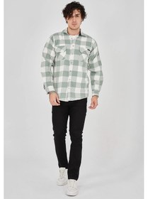 Resim Erkek Oduncu Gömlek - Yeşil Siyah 