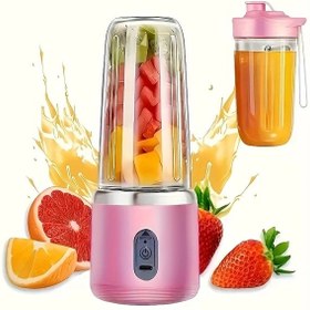 Resim Globalbloom Pembe Taşınabilir Usb Portatif Meyve Sıkacağı: 18000 Rpm, 2 Bardak, Tek Dokunuşla Seyahat & Ev İçin 