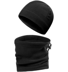 Resim Eke Tekstil Polar Boyunluk Ve Polar Bere Kışlık Set 2 Set Siyah 