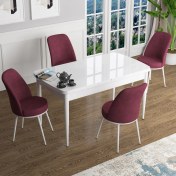 Resim Canisa Concept Han Serisi 70X114, Açılabilir Mdf Mutfak Masa Takımı, Beyaz Masa ve 4 Sandalye 
