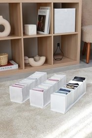 Resim 3'lü Set Beyaz 10 Bölmeli Dolap Çekmece İçi Akordiyon Tipi Katlanır Çamaşır Düzenleyici Organizer 