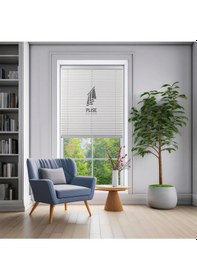 Resim Plise Dekor Gri Plise Perde - Cam Balkon Perdesi Vidalı Sistem 