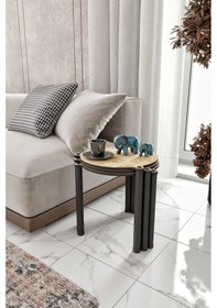 Resim La Via Safir Meşe Yuvarlak Zigon 3 Lü Meşe 