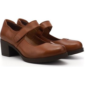 Resim Gönderi R Taba Antik Kalın Topuklu Mary Jane Hakiki Deri Ayakkabı Taba 