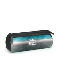 Resim Coral High Kids Turkuaz Gri Batik Üç Bölmeli Kalem Çantası 22068 