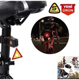 Resim Bisiklet Arka Stop Lambası - Reflektörlü Ve Çakarlı 6019 