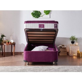 Resim Nironyatak Niron Purple Baza - 80X180 Cm Tek Kişilik Sandıklı Mor Kumaş Baza 