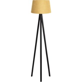 Resim Ağaç Ustası Düz 3 Ayak Tripod Lambaderabajur Köşe Lambası Ahşap Siyah Ağaç Dekor Lamba Aplik Masif Doğal 