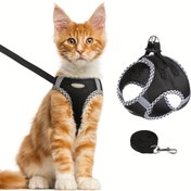 Resim Yumuşak ve Nefes Alabilen Kedi Kama, Ayarlanabilir Askı ile - Yürüyüş ve Kurtulma için Yansıtıcı Güvenlik Yeleği, Rahat Açık Hava Kedi Ekipmanı, Kedi Yürüyüş Ekipmanı | Yansıtıcı Kedi Yeleği | Ayarlanabilir Askılı Kama 