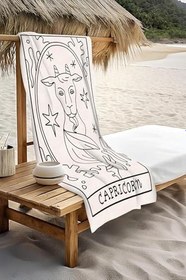 Resim Dijital Baskı Plaj Deniz Havlusu Oğlak Burcu Desenli Peştamal HVL0044 